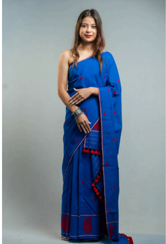 Wrap And Weft-Blue Mekhela Chador