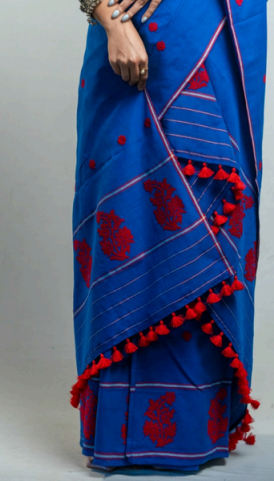 Wrap And Weft-Blue Mekhela Chador