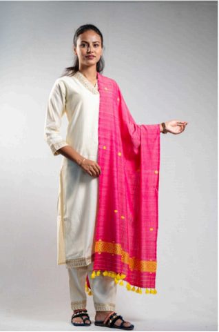 Wrap And Weft-Pink Dupatta