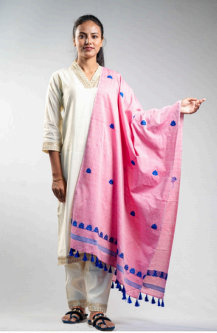 Wrap And Weft-Baby Pink Dupatta