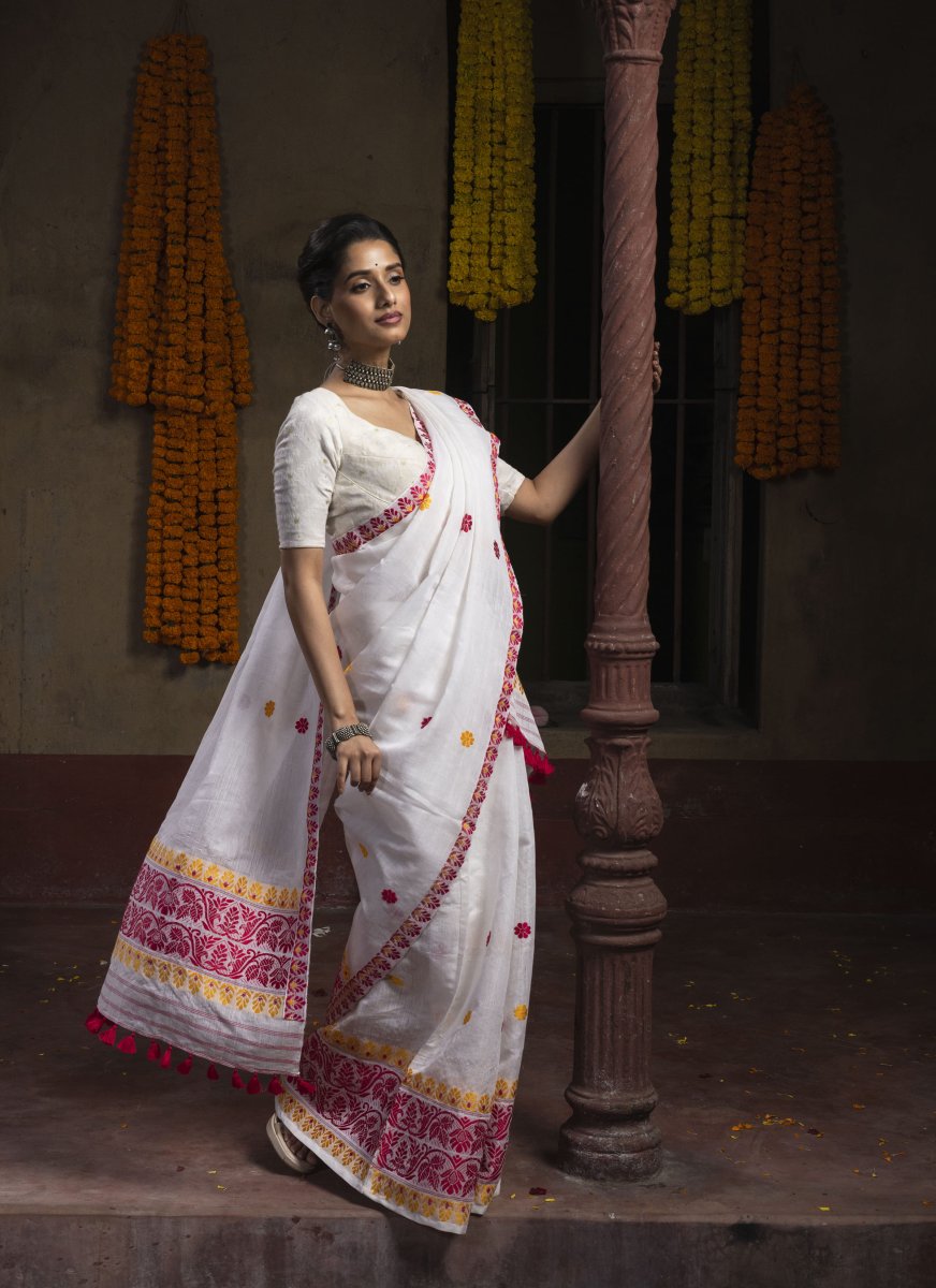 Cotton by Nooni Silk in White Ready to Wear Mekhela Sador thumbnail 2