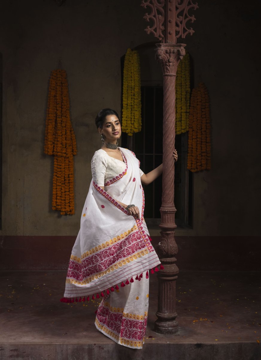 Cotton by Nooni Silk in White Ready to Wear Mekhela Sador thumbnail 3