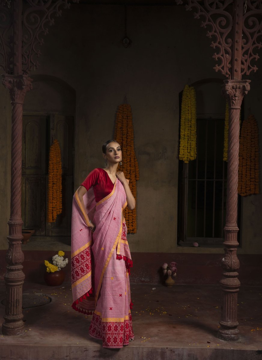 Pink Pure Cotton Ready to Wear Mekhela Sador thumbnail 3
