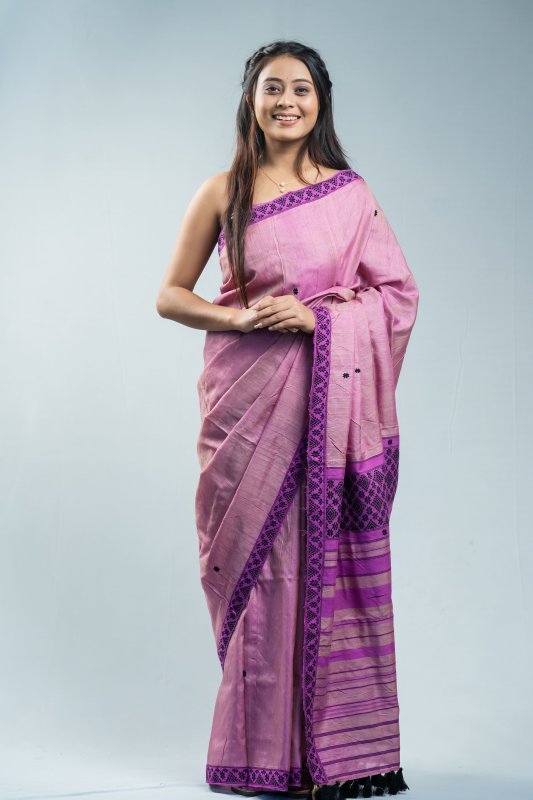 Cotton by Tussar Silk Saree in Purple