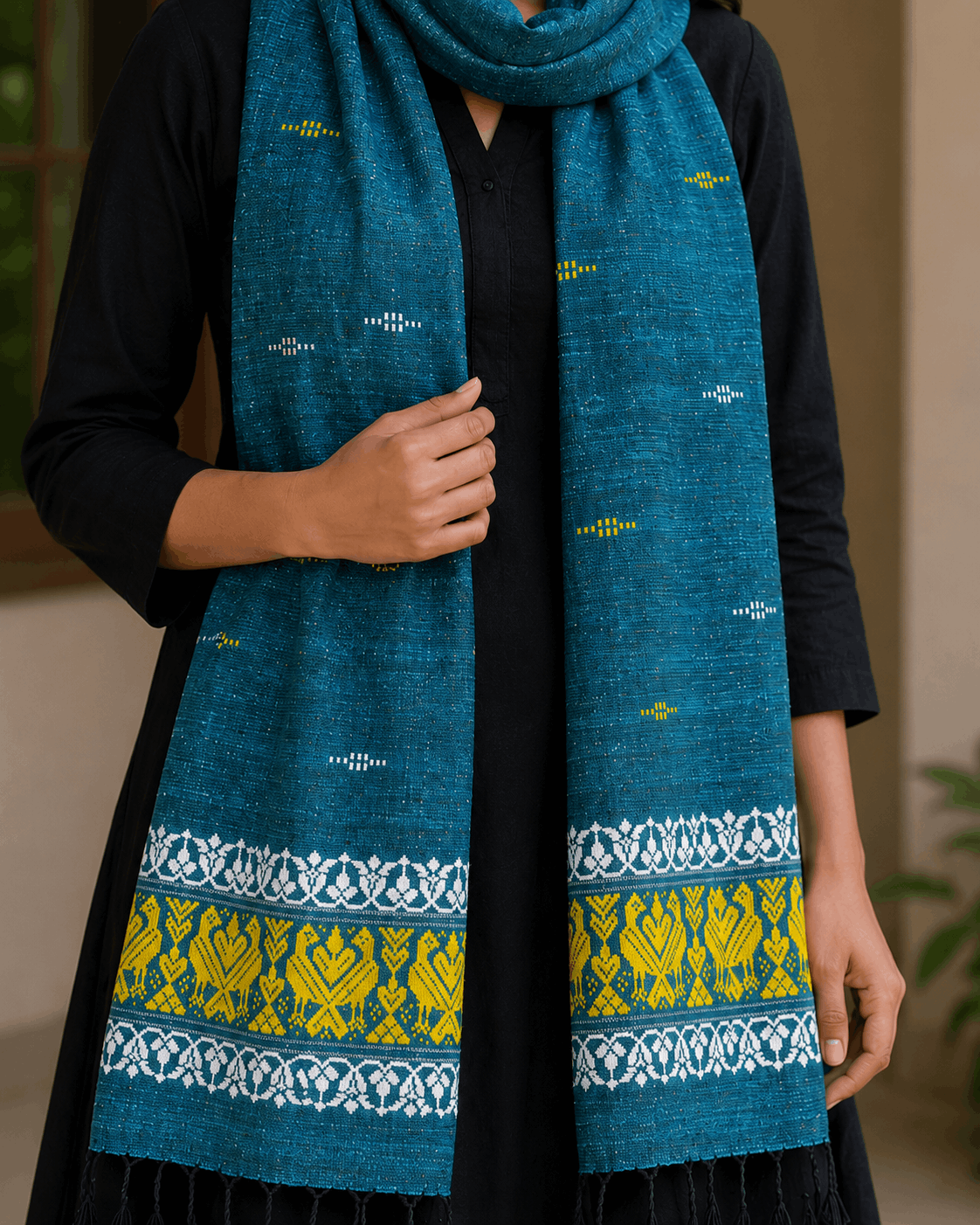Cotton by Eri Stole Teal Blue thumbnail 2