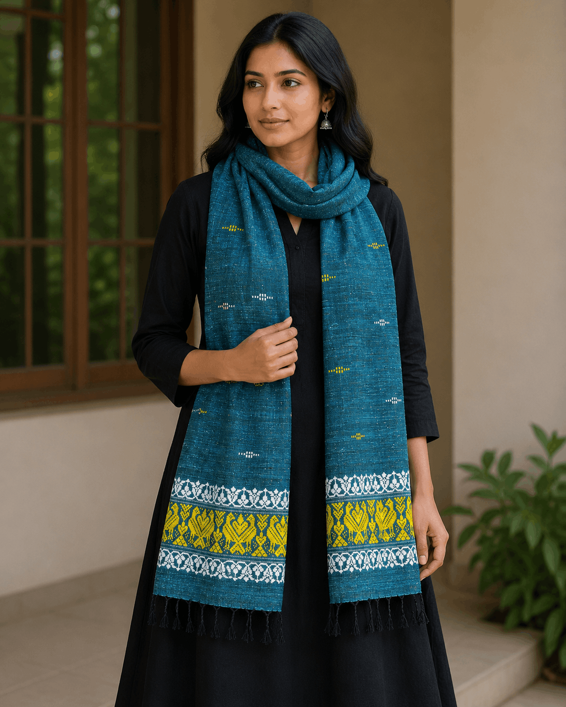 Cotton by Eri Stole Teal Blue thumbnail 3
